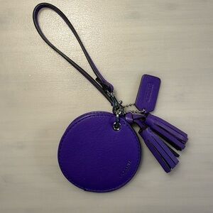 Coach Legacy Mirror Bag Charm. Ultraviolet Purple Leather compact mirror